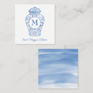Chinoiserie Monogram Ginger Jar Gift Enclosures Card