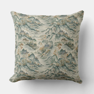 Chinoiserie Mountain Scene Cushion