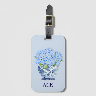 Chinoiserie Nantucket Blue Hydrangeas Luggage Tag