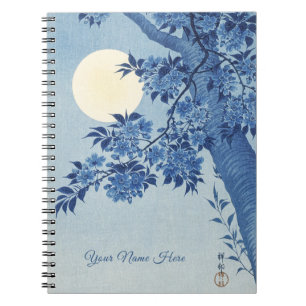 Chinoiserie Navy Blue Cherry Blossom & Full Moon Notebook