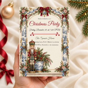 Chinoiserie Nutcracker Christmas Party Invitation