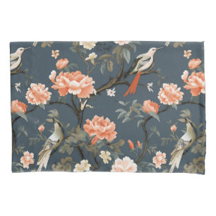 Chinoiserie on Denim Blue Pillowcase