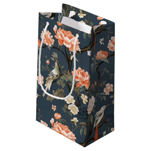 Chinoiserie on Denim Blue Small Gift Bag (Back Angled)