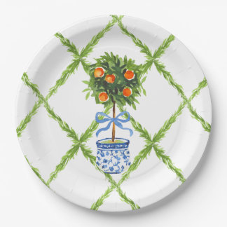 Chinoiserie Orange Citrus Topiary, Grandmillenial  Paper Plate