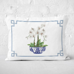 Chinoiserie Orchid Lumbar Decorative Cushion