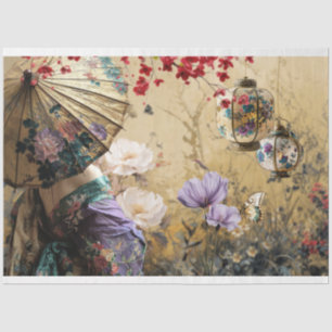 Chinoiserie Oriental Lady Portrait & Floral  Tissue Paper