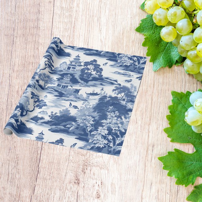 Chinoiserie Oriental Landscape Painting Wrapping Paper (Creator Uploaded)