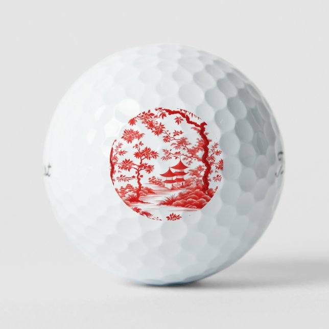 CHINOISERIE PAGODA GOLF BALLS (Front)