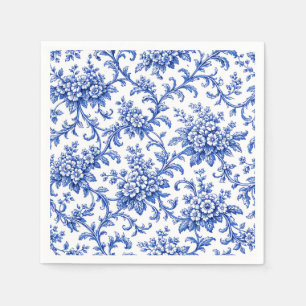 Chinoiserie Paper Napkins, Blue Floral Party Napkin