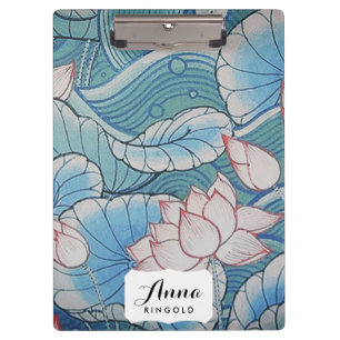 Chinoiserie Pastel Oriental Pink & Blue Floral Clipboard