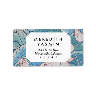 Chinoiserie Pastel Oriental Pink & Blue Floral Label