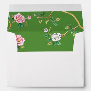 Chinoiserie pattern lined  return address  envelope