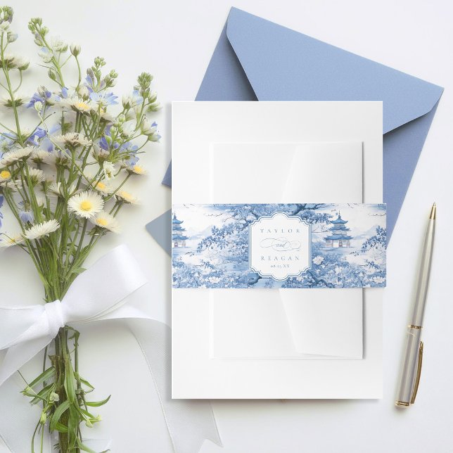 Chinoiserie Pattern Wedding ID1094 Invitation Belly Band (Creator Uploaded)