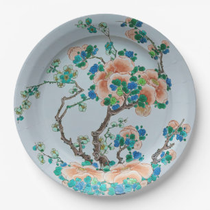 Chinoiserie Peach Blossom Faux China Paper Plate