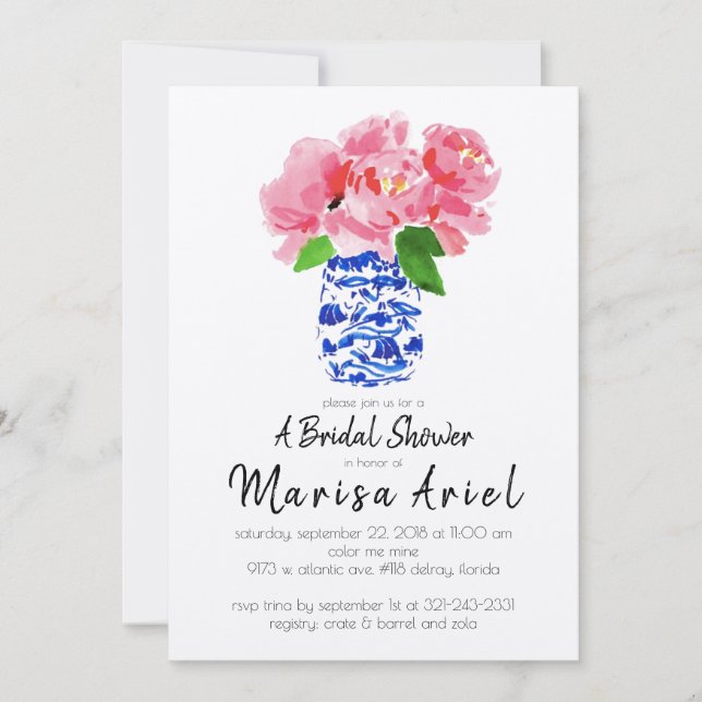 chinoiserie & peonies invitation (Front)