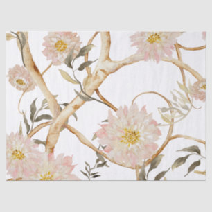 Chinoiserie Peony Floral Watercolor Blush Pink Tissue Paper