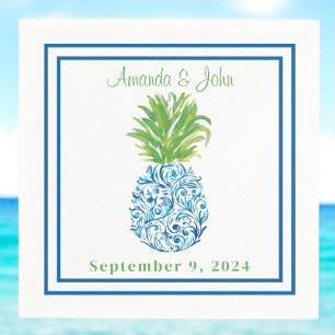 Chinoiserie Pineapple Personalised Wedding Napkin