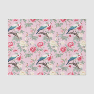 Chinoiserie Pink Floral Egret Tissue Paper