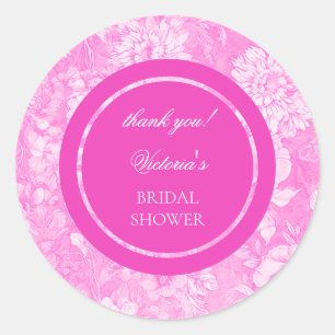 Chinoiserie Pink White Bridal Shower Classic Round Sticker