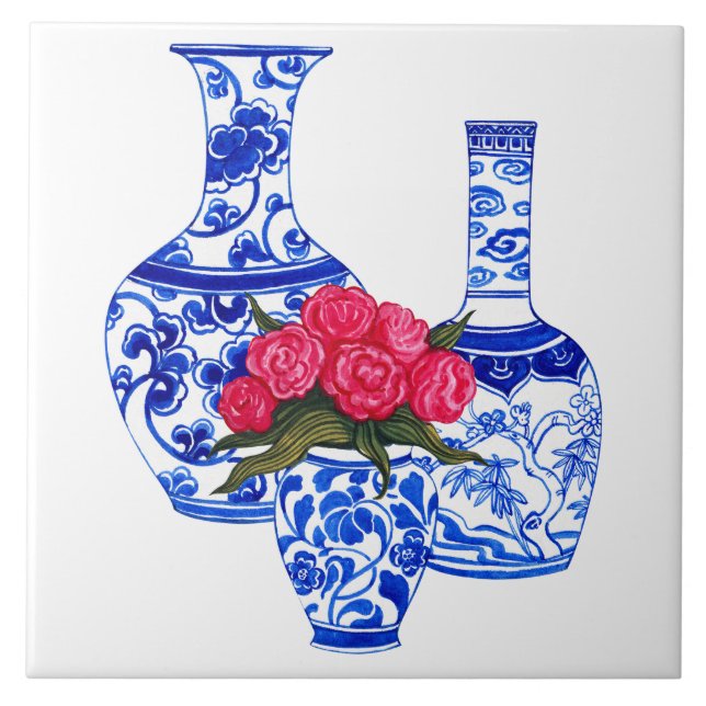 Chinoiserie Porcelain Vases Tile (Front)