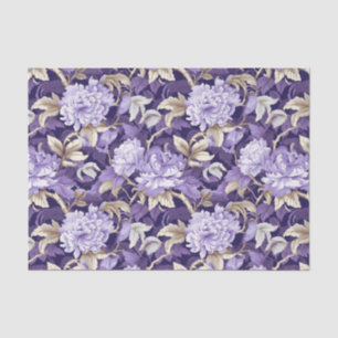 Chinoiserie Purple Gold Floral Painting Decoupage Tissue Paper