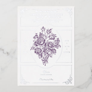 Chinoiserie Purple Roses Bouquet Victorian Wedding