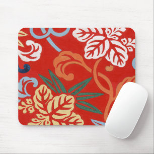 Chinoiserie Red Hawaiian Floral Japanese Kimono Mouse Mat
