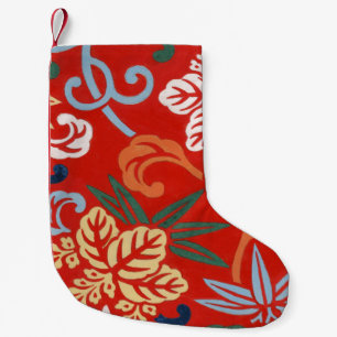 Chinoiserie Red Hawaiian Floral Japanese Kimono Small Christmas Stocking