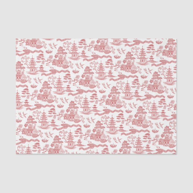 Chinoiserie Red Willow Decoupage Tissue Paper (Front)