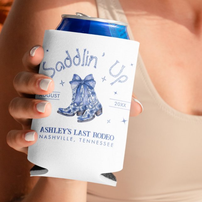 Chinoiserie Saddlin' Up Bachelorette Party  Seltzer Can Cooler (Creator Uploaded)