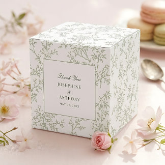 Chinoiserie Sage Green Floral Wedding Welcome Favour Box