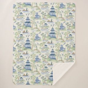 Chinoiserie Sherpa Blanket