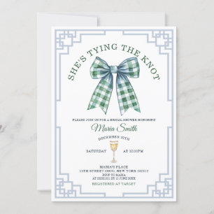 Chinoiserie Shes Tying The Knot Bow Bridal Shower  Invitation