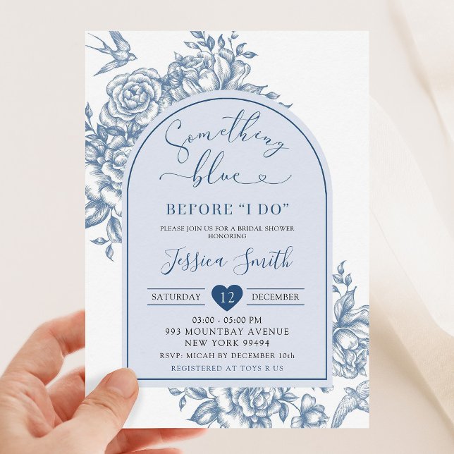 Chinoiserie Something Blue Before I Do Bridal Invitation (Creator Uploaded)
