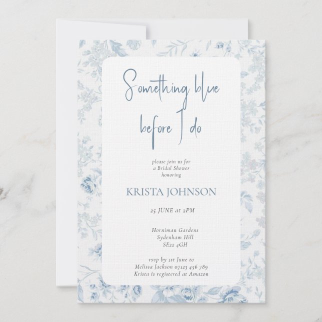Chinoiserie Something Blue Bridal Shower Invitation (Front)