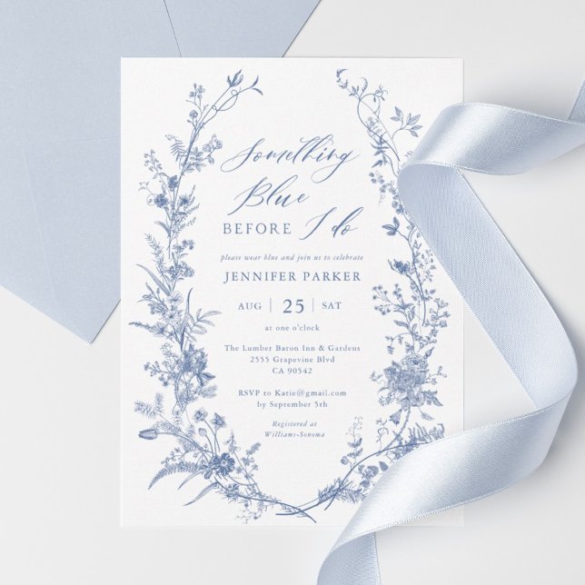  Chinoiserie Something Blue Bridal Shower Invitation (Chinoiserie Something Blue Bridal Shower Invitation)