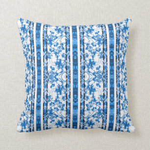 Chinoiserie Striped Floral Print Cushion