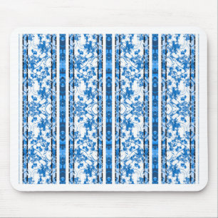 Chinoiserie Striped Floral Print Mouse Mat