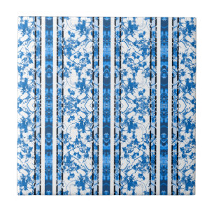 Chinoiserie Striped Floral Print Tile