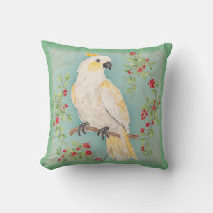 Chinoiserie Style Cockatoo Painting Cushion