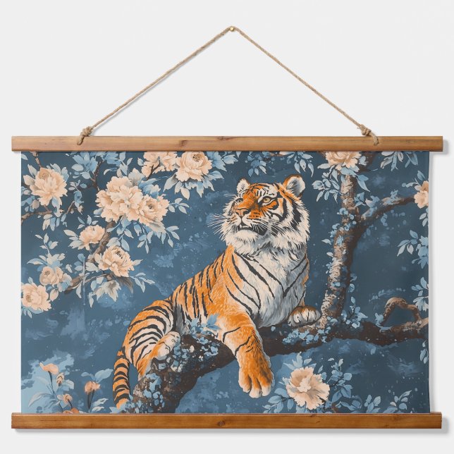 Chinoiserie Style Tiger Hanging Tapestry (Front)