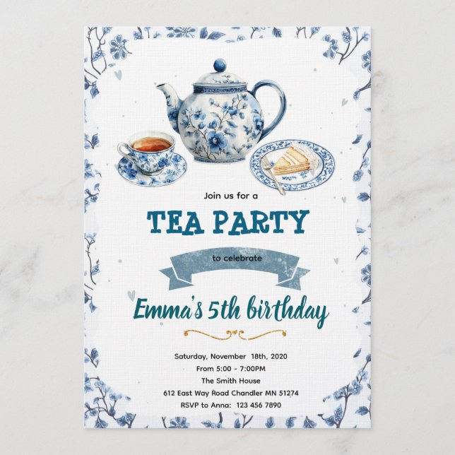 Chinoiserie tea party Invitation (Front)