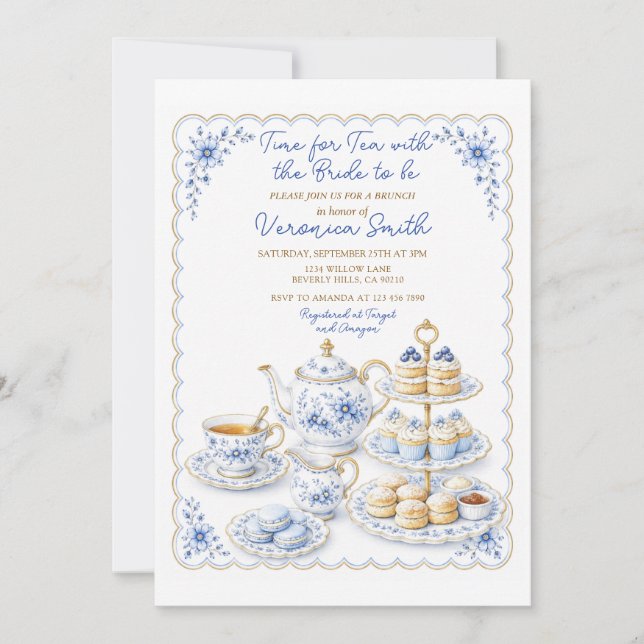 Chinoiserie Tea with the Bride to Be Brunch Invite (Front)