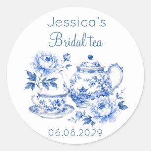 Chinoiserie Teapot Floral Vintage Bridal Shower Classic Round Sticker