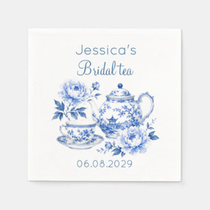 Chinoiserie Teapot Floral Vintage Bridal Shower Napkin