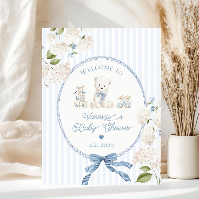Chinoiserie Teddy Bear French Baby Shower Welcome Poster (Creator Uploaded)