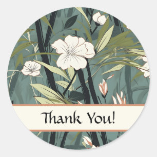 Chinoiserie Thank You Tropical Asian Soft Teal Classic Round Sticker