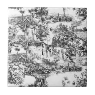 Chinoiserie toile black and white tile
