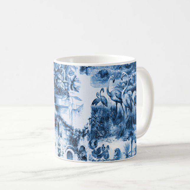 Chinoiserie toile,blue willow,blue china   coffee mug (Front Right)