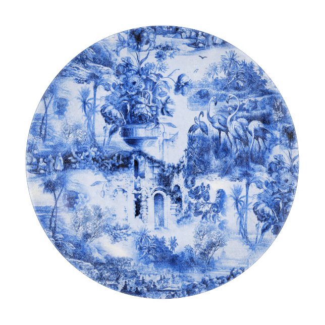 Chinoiserie toile,blue willow,blue china   cutting board (Front)